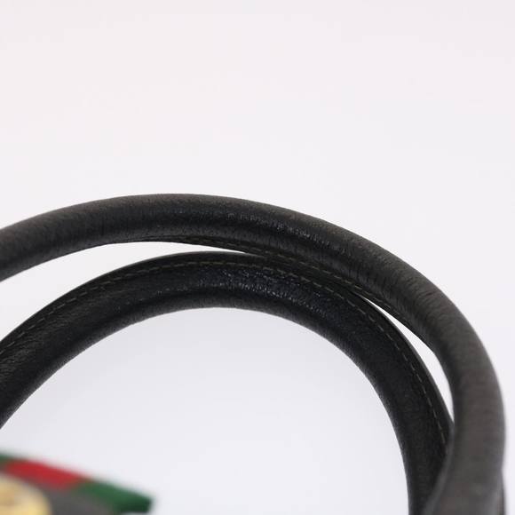 GUCCI GG Canvas Web Sherry Line Hand Bag PVC Leather Black Red Green Auth 49786 - Picture 14 of 16